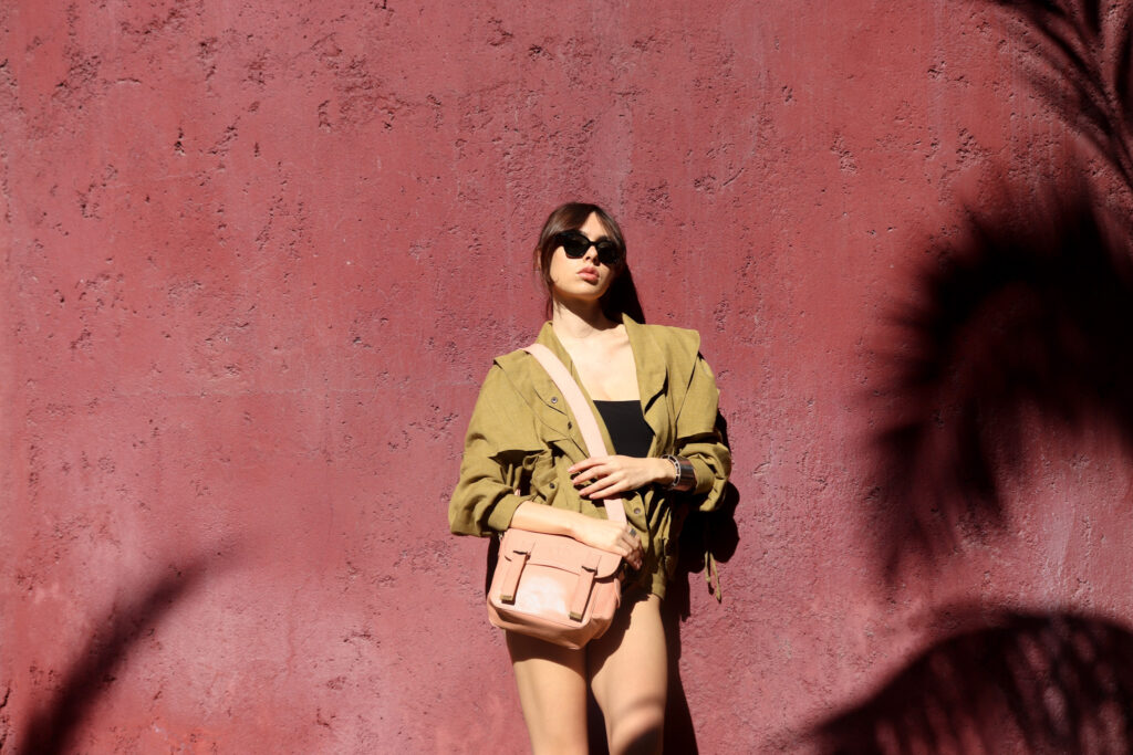 sac-us - cuir lisse - rose